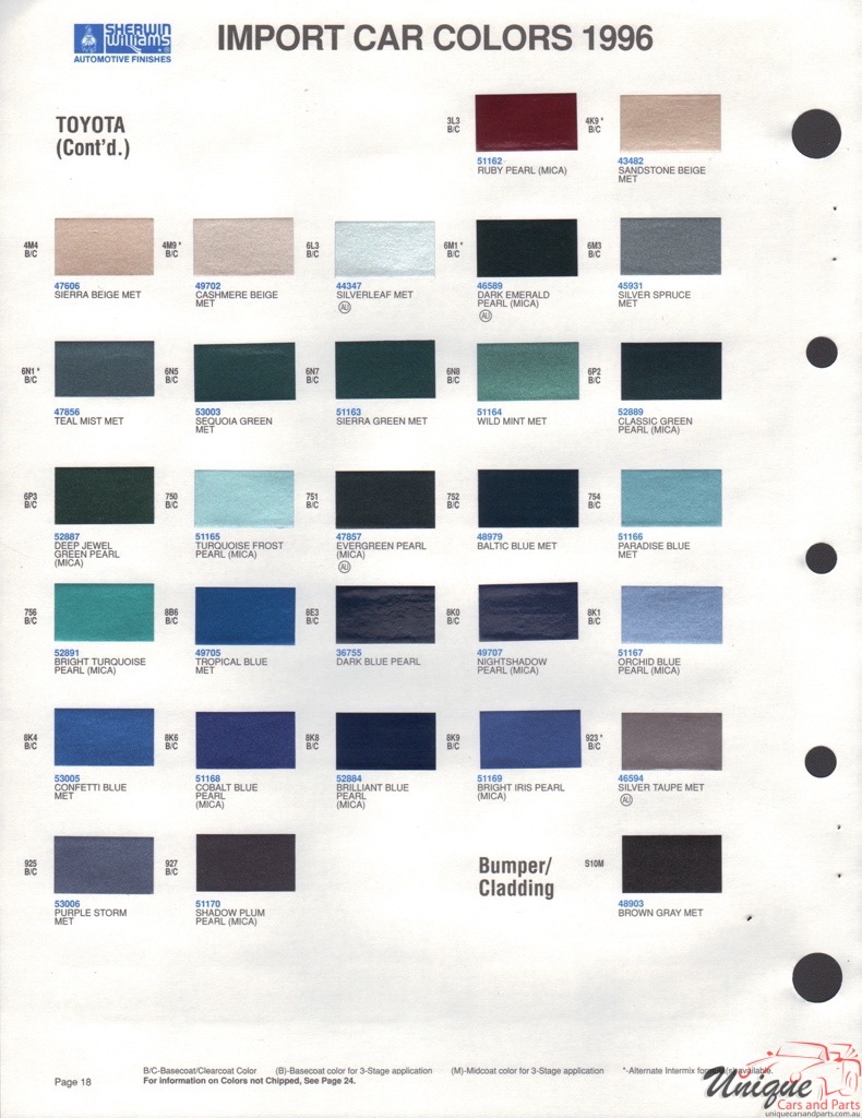1996 Toyota Paint Charts Williams 2